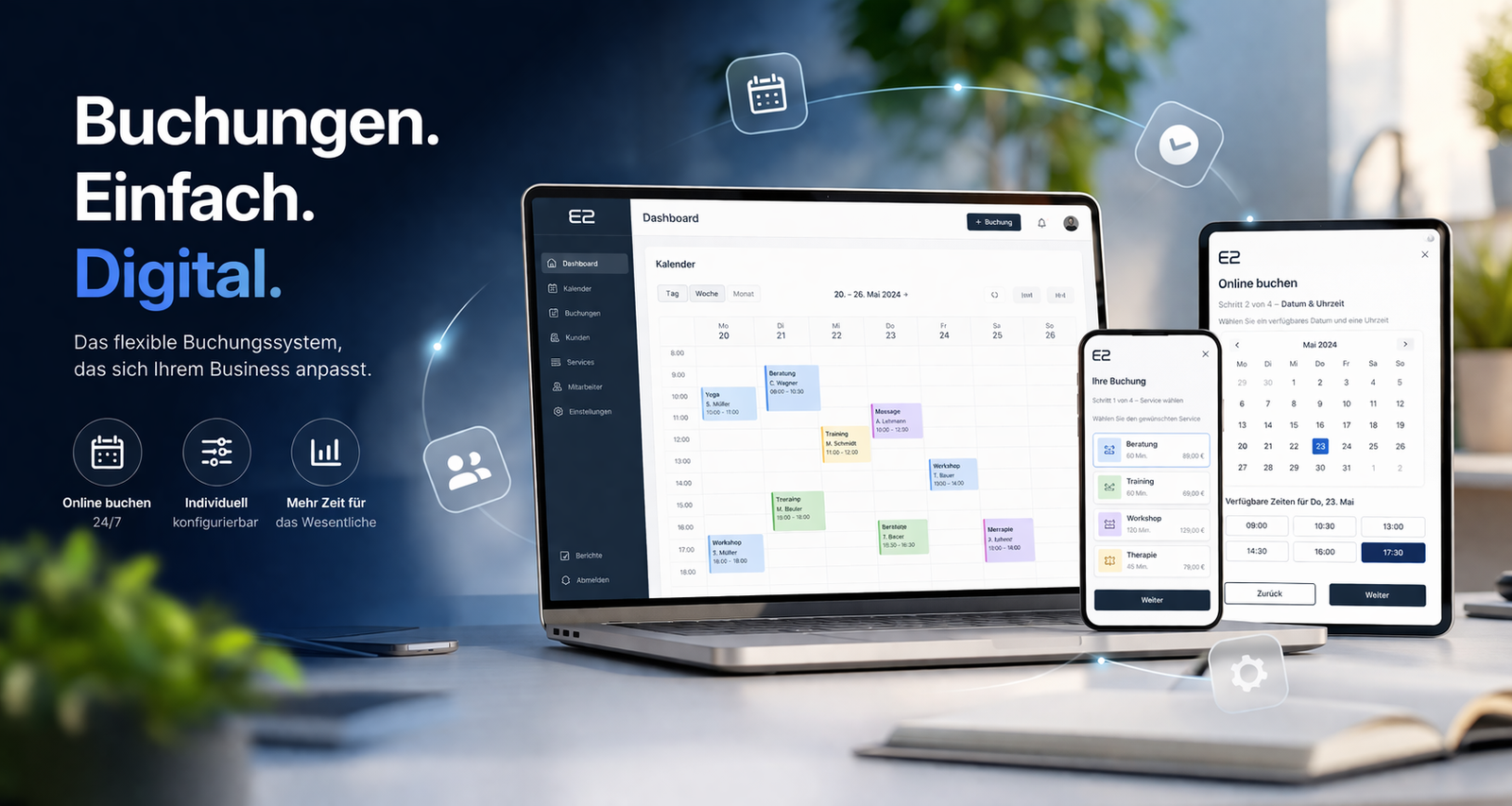 Buchungen. Einfach. Digital. Das flexible Buchungssystem von Hirschberg Group