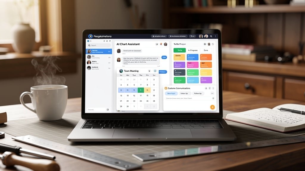 Verschiedene KI-Tools für Handwerk auf Laptop-Bildschirm