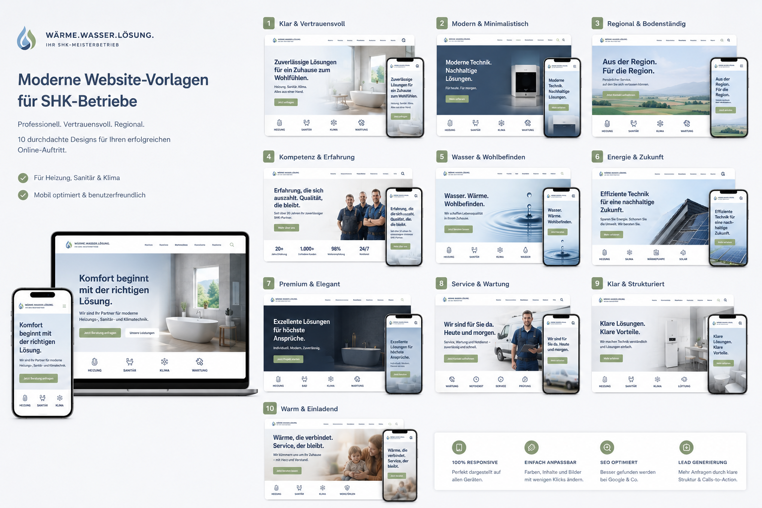 Beispiel-Webseite SHK-Betriebe - Hirschberg.Group Webdesign