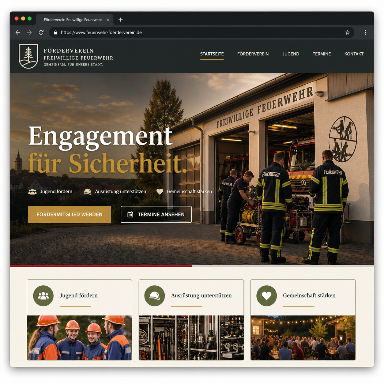 Muster-Landingpage fuer einen Feuerwehr-Foerderverein