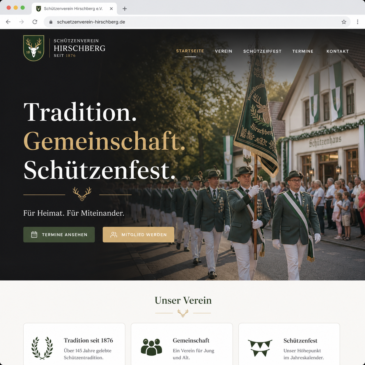 Muster-Landingpage fuer einen Schuetzenverein