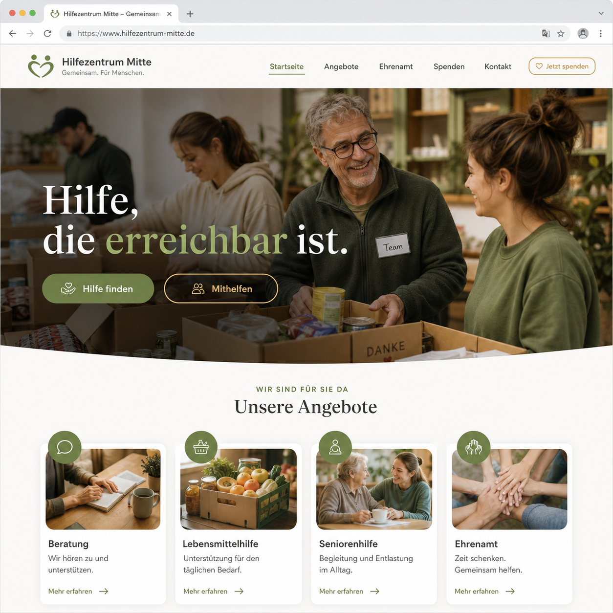 Muster-Landingpage fuer eine soziale Einrichtung
